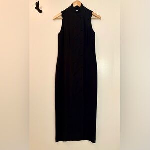 Vintage Carlisle Silk Black Sleeveless Midi Dress